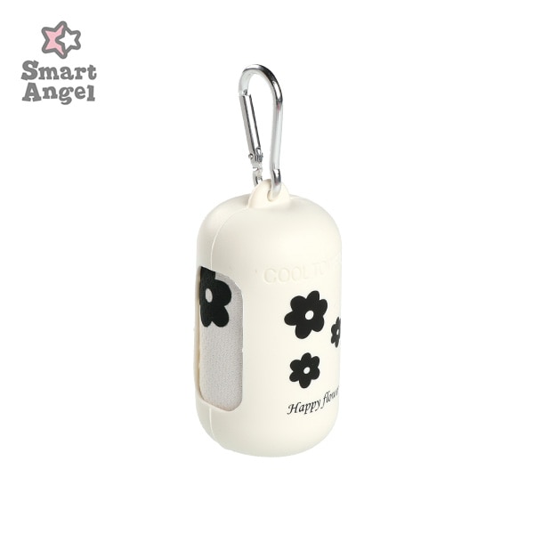 シリコンケース付きクールタオル（モノクロフラワー）