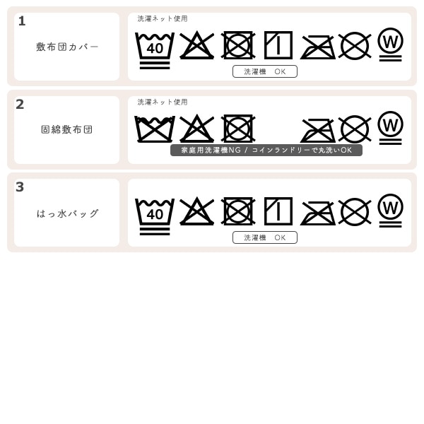 敷布団まで洗えるお昼寝布団3点セット（ハチ&くま/横ファスナー式）