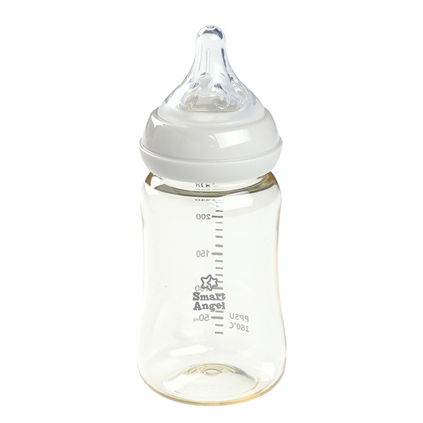 広口哺乳びん プラスチック製 240ml（ライトグレー）