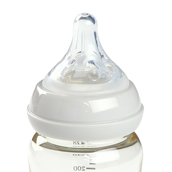 広口哺乳びん プラスチック製 240ml（ライトグレー）