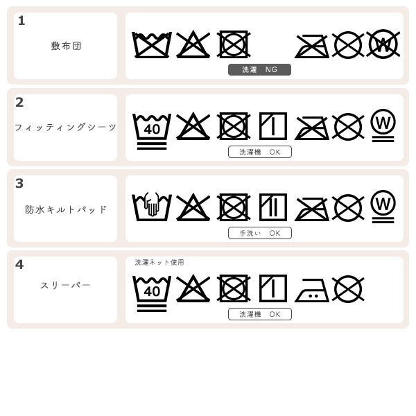 スリーパー付き布団4点セット（アヒル&くま）