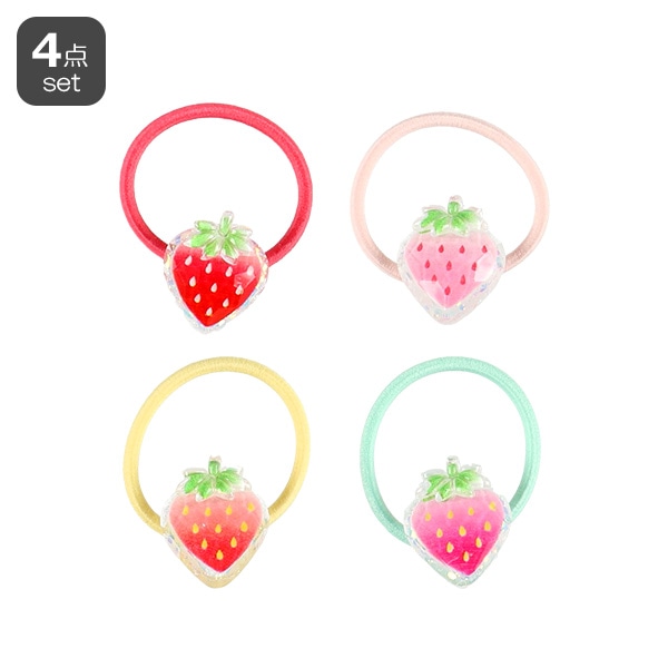 ヘアゴム4点セット（いちごモチーフ大） | 西松屋オンラインストア