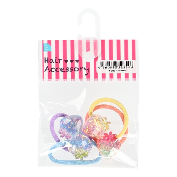 ヘアゴム4点セット（いちごモチーフ）