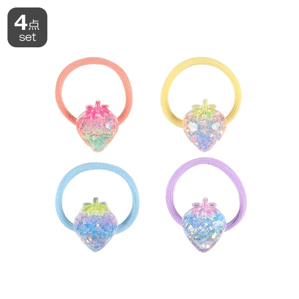 ヘアゴム4点セット（いちごモチーフ）