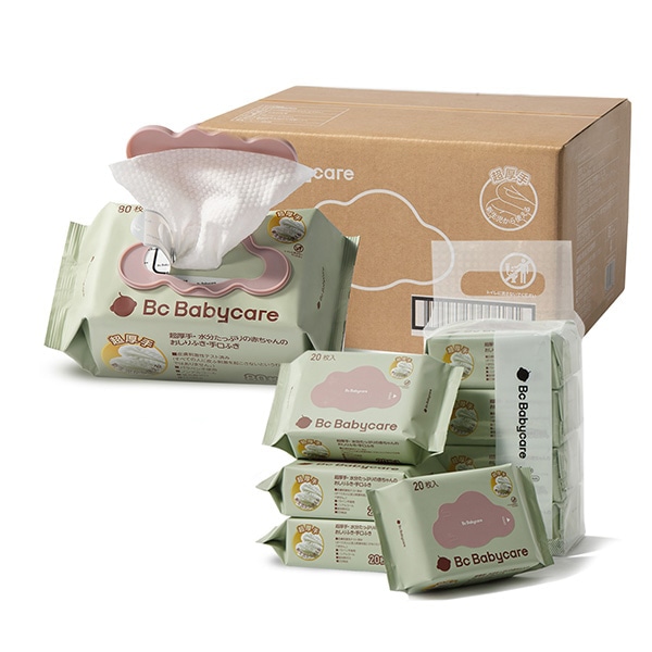 Bc Babycare 超厚手おしりふき・手口ふき 2wayセット 800枚（20枚×8個・80枚×8個）