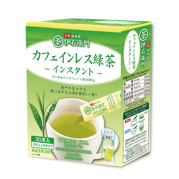 宇治の露製茶）伊右衛門 カフェインレス インスタント 緑茶スティック（0.8g×30本）