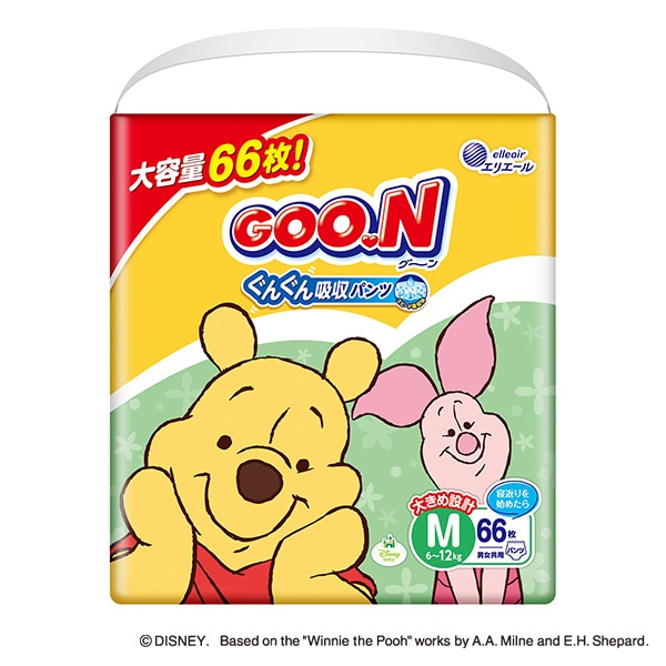 GOON）グーン ぐんぐん吸収パンツ M（6～12kg）198枚（66枚×3パック）（くまのプーさん）