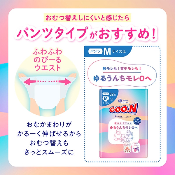 GOON）グーン ゆるうんちモレ0へ テープM（6～11kg）256枚（64枚×4パック）大容量