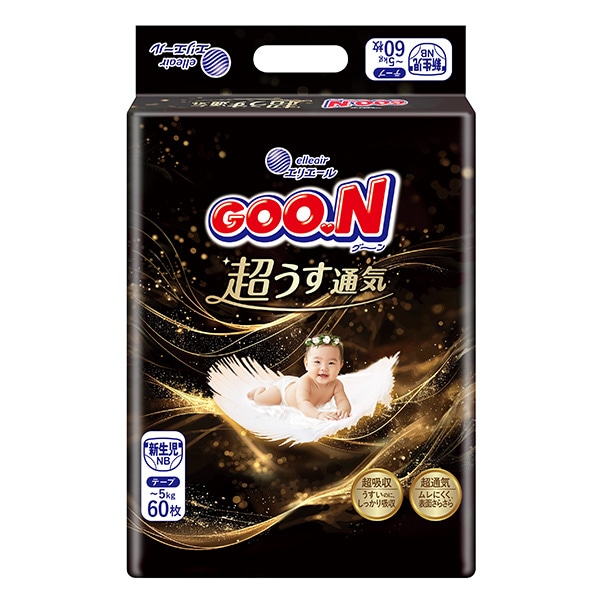 GOON）グーン 超うす通気 テープ 新生児（5kgまで）240枚（60枚×4パック）