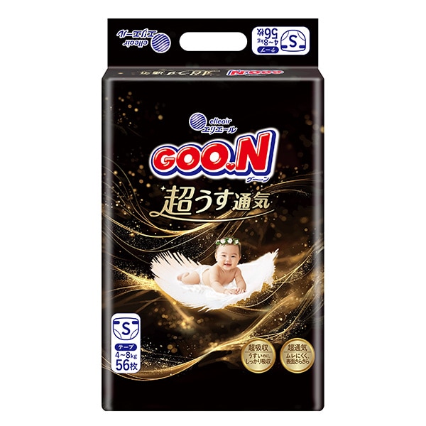 GOON）グーン 超うす通気 テープS（4～8kg）224枚（56枚×4パック）