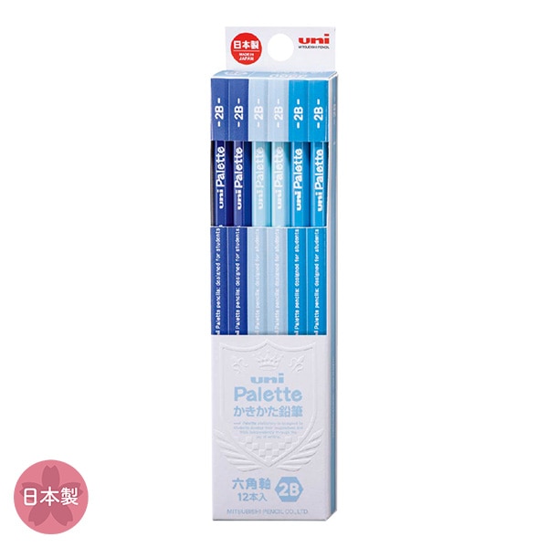三菱鉛筆）ユニパレット ダース箱鉛筆 6角 パステルブルー 2B（12本