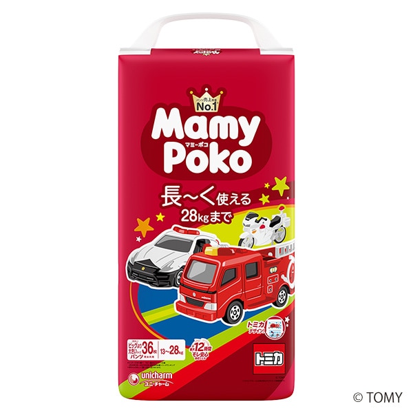 MamyPoko）マミーポコパンツ BIGより大きい（13～28kg）108枚（36枚×3パック）（トミカ/プラレール）