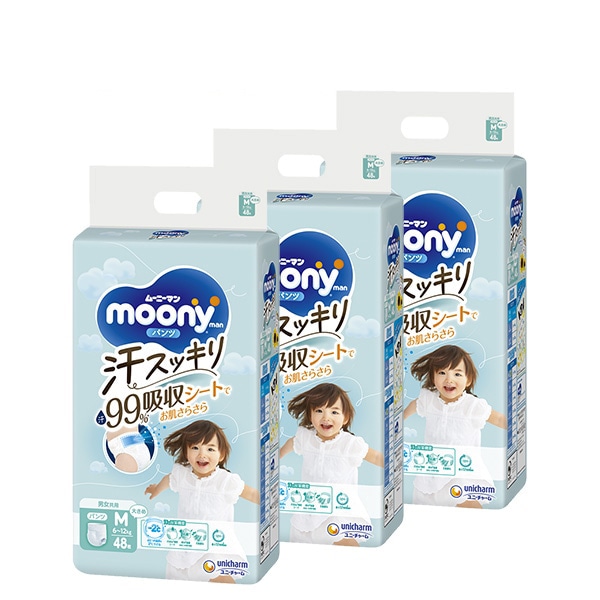 moony）ムーニーマン汗スッキリ パンツM（6～12kg）144枚（48枚×3パック）