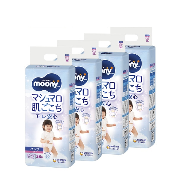 moony）ムーニーマン マシュマロ肌ごこちモレ安心 パンツBIG 女の子（12～22kg）152枚（38枚×4パック）