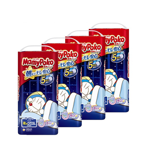 MamyPoko）マミーポコ 夜用パンツ BIG（12～22kg）112枚（28枚×4パック）（ドラえもん）