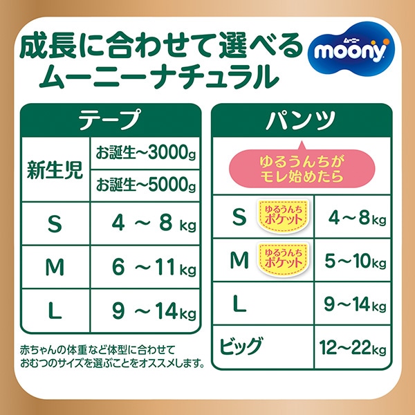 moony）ムーニーナチュラル テープS（4～8kg）232枚（58枚×4パック）