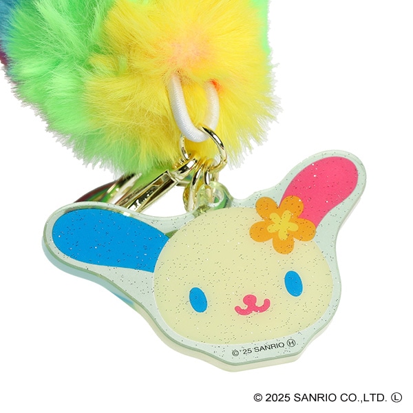サンリオキャラクターズ しっぽ型ファーキーホルダー レインボー（ウサハナ）