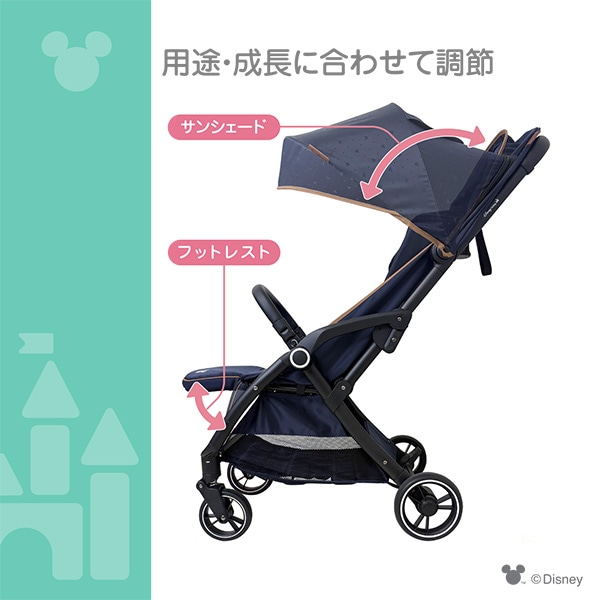 自動でたためるベビーカー（ミッキーマウス）