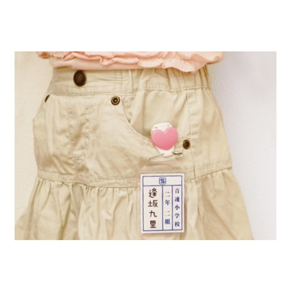 キッズクリップ ハート 服に穴が開かない名札留め