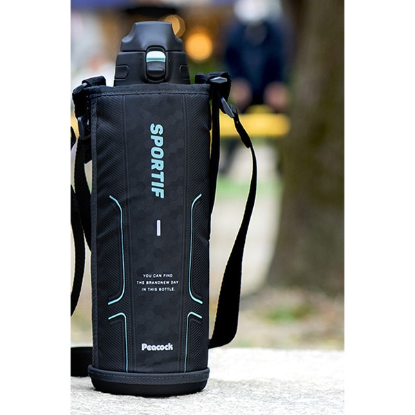 ピーコック）ワンタッチストレートドリンクボトル 1.5L（ブラック）