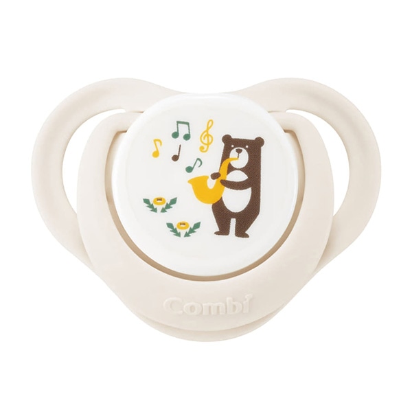 Combi）テテオ おしゃぶり 入眠ナビ サイズS（0～3ヶ月頃まで）キャップ付き（ごきげんくまさん）