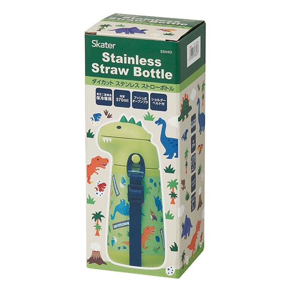 スケーター）ダイカットステンレスストローボトル 370ml（ディノサウルス）