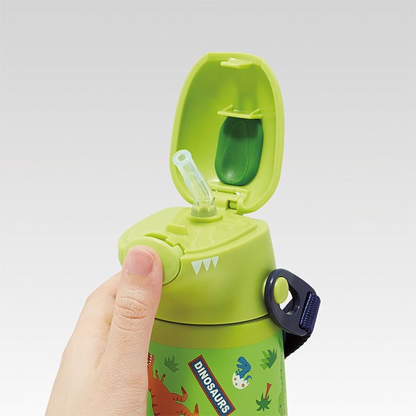 スケーター）ダイカットステンレスストローボトル 370ml（ディノサウルス）
