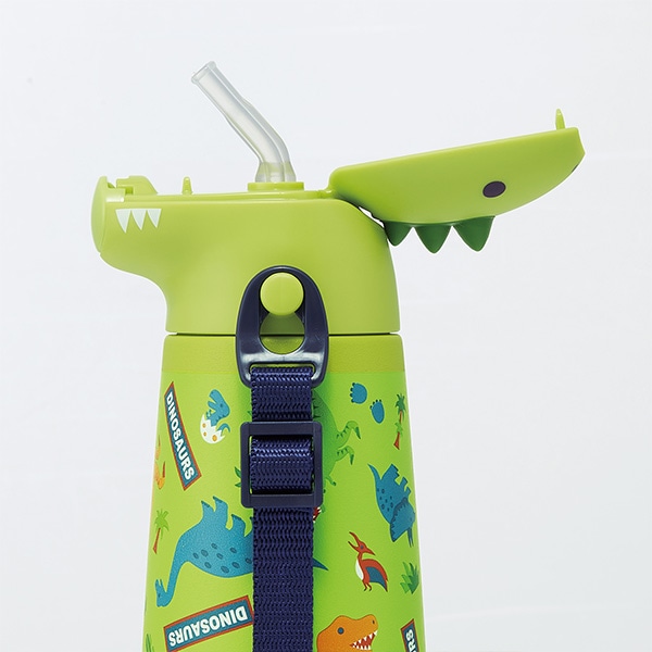 スケーター）ダイカットステンレスストローボトル 370ml（ディノサウルス）
