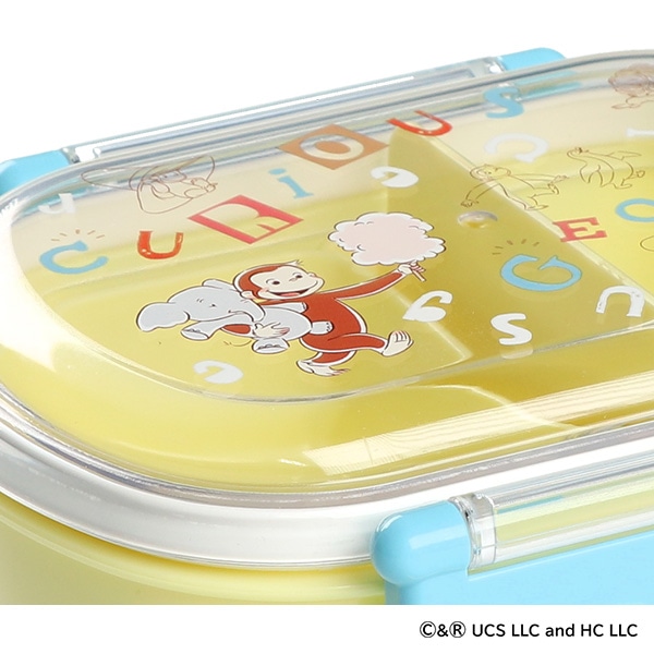 スケーター）食洗器対応ふわっとフタタイトランチボックス アルファベット 360ml（おさるのジョージ）