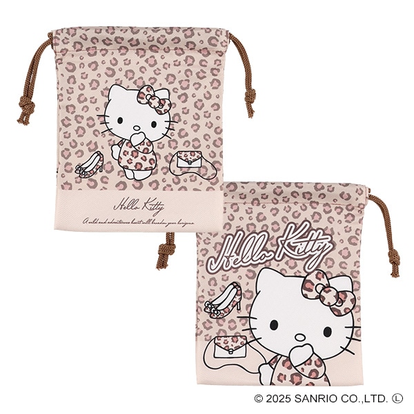 3枚組巾着S（ハローキティ・ヒョウ柄）