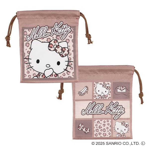3枚組巾着S（ハローキティ・ヒョウ柄）