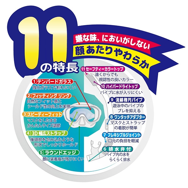 ReefTourer）子供用シュノーケリング 2点セット（クリアブルー）