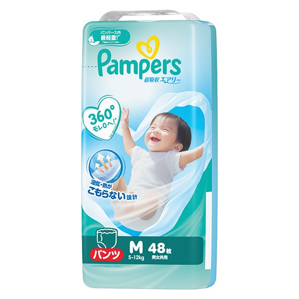 Pampers）パンパース 超吸収エアリー パンツM（5～12kg）192枚（48枚×4パック）（しまじろう）