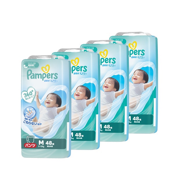 Pampers）パンパース 超吸収エアリー パンツM（5～12kg）192枚（48枚×4パック）（しまじろう）