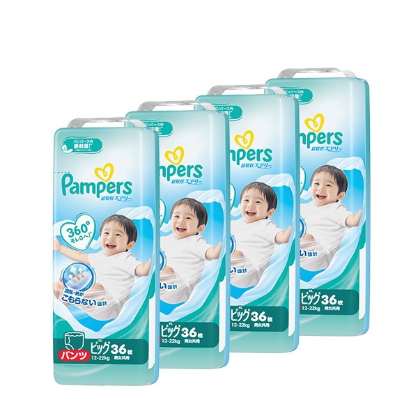 Pampers）パンパース 超吸収エアリー パンツBIG（12～22kg）144枚（36枚×4パック）（しまじろう）