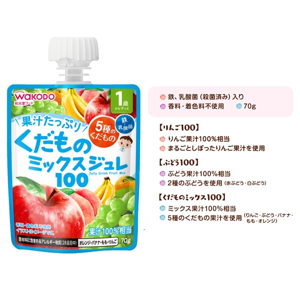 和光堂）1歳からのMYジュレドリンク 果汁100アソートパック 6袋入り（3種類×2袋）
