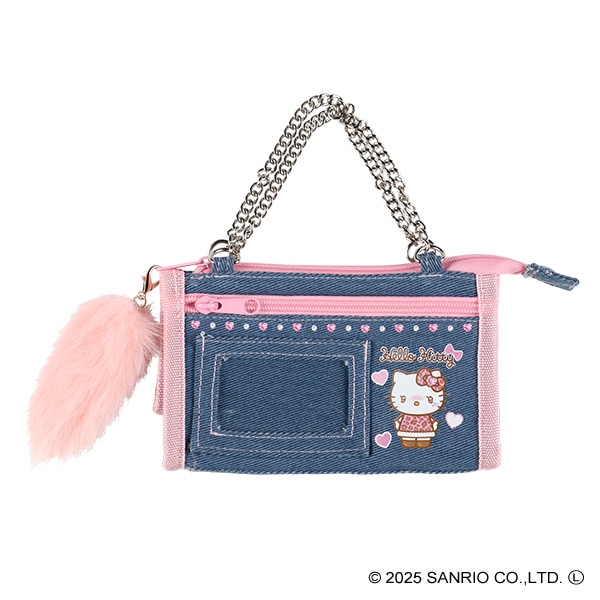 デニムマルチポーチ ギャル3 ホワイト（ハローキティ）