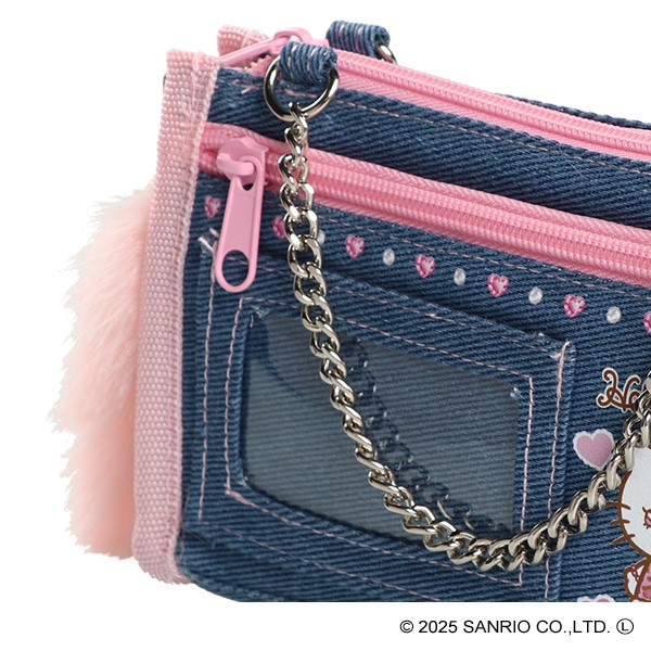 デニムマルチポーチ ギャル3 ホワイト（ハローキティ）
