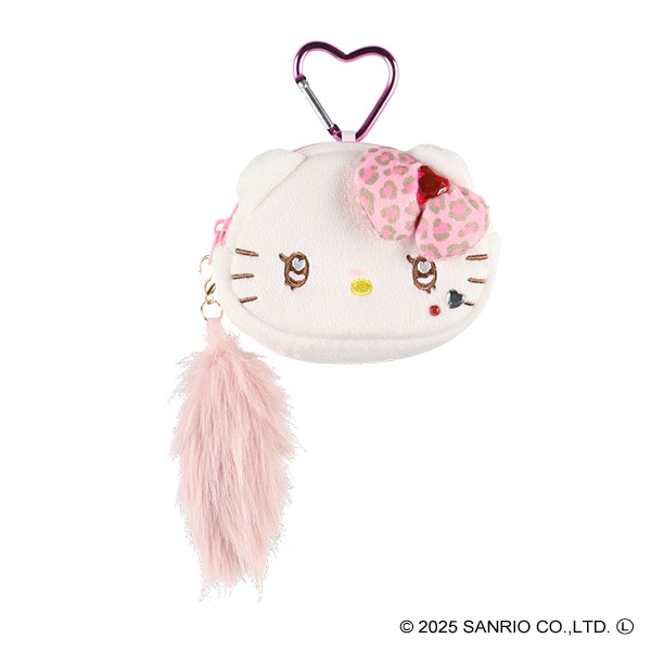 カラビナ付きミニフェイスポーチ ギャル3 ホワイト（ハローキティ）