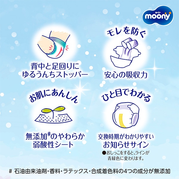 ☆☆moony）ムーニー マシュマロ肌ごこちモレ安心 テープ新生児（5kgまで）304枚（76枚×4パック）