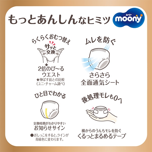 ☆☆moony）ムーニーマンナチュラル ゆるうんちモレ安心パンツM（5~10kg）138枚（46枚×3パック）