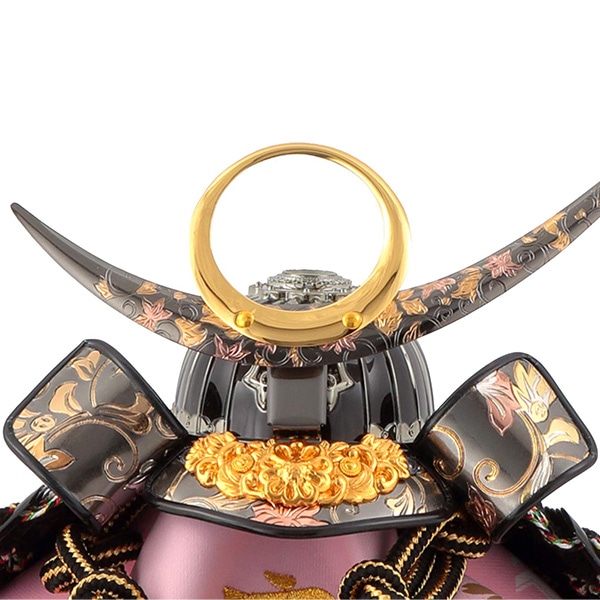 五月人形 兜飾り武将シリーズ 黒唐草 5号 上杉謙信 正絹縅 細密金具 本金鍍金 彫金細工 名前・生年月日入れふくさ付