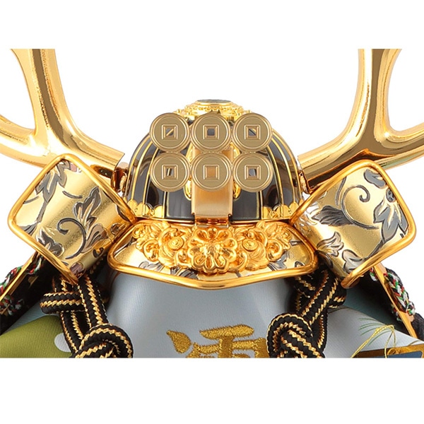 五月人形 兜飾り武将シリーズ 金唐草 5号 真田幸村 正絹縅 細密金具 本金鍍金 彫金細工 名前・生年月日入れふくさ付