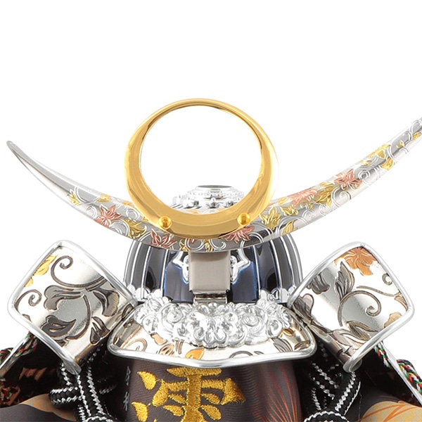 五月人形 兜飾り武将シリーズ 銀唐草 5号 上杉謙信 正絹縅 細密金具 本金鍍金 彫金細工 名前・生年月日入れふくさ付