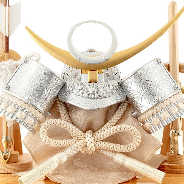 五月人形 コンパクト 兜ケース飾り 兜飾り 4面アクリルケース 弓太刀付 銀上杉