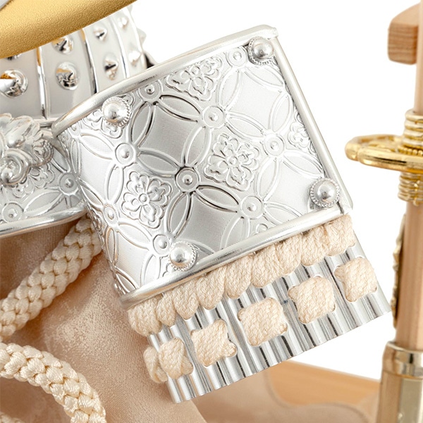 五月人形 コンパクト 兜ケース飾り 兜飾り 4面アクリルケース 弓太刀付 銀上杉