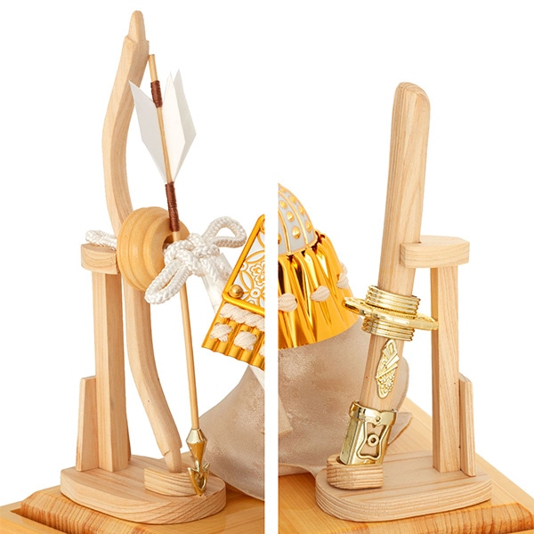 五月人形 コンパクト 兜ケース飾り 兜飾り 4面アクリルケース 弓太刀付