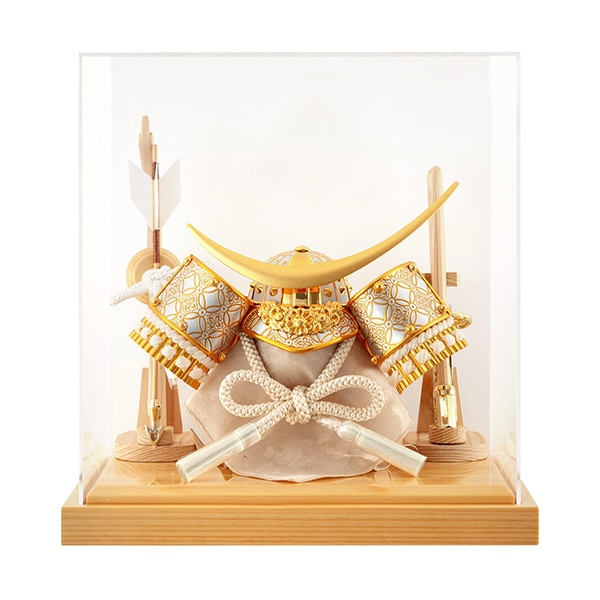 五月人形 コンパクト 兜ケース飾り 兜飾り 4面アクリルケース 弓太刀付