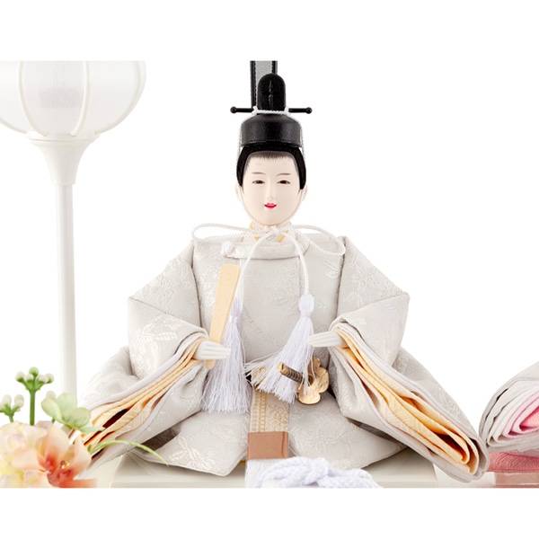 雛人形 コンパクト ひな人形 雛 ケース飾り 親王飾り 刺繍バック アクリルケース アイボリー