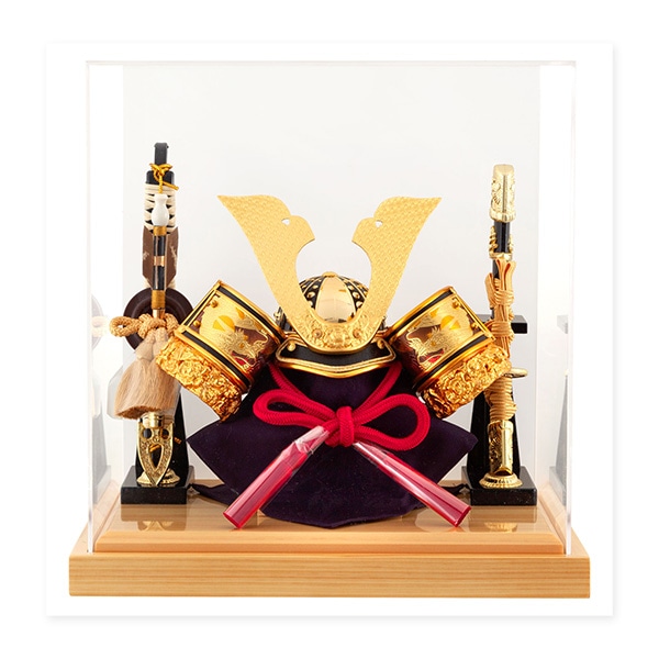 五月人形 コンパクト 兜ケース飾り 兜飾り 4面アクリルケース 弓太刀付